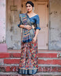 Load image into Gallery viewer, Multicolor Tussar Silk Saree with Vibrant Floral Weaves and Striped Pallu DIGITAL PRINT