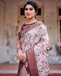 Load image into Gallery viewer, Elegant Wine Floral Banarasi Silk Saree with Zari Weave and Tassels BANARASI PRINTED