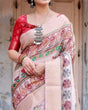 Load image into Gallery viewer, Peach Banarasi Silk Saree with Intricate Paisley and Floral Design BANARASI PRINTED