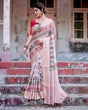 Load image into Gallery viewer, Peach Banarasi Silk Saree with Intricate Paisley and Floral Design BANARASI PRINTED