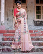 Load image into Gallery viewer, Peach Banarasi Silk Saree with Intricate Paisley and Floral Design BANARASI PRINTED