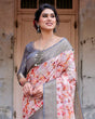 Load image into Gallery viewer, Graceful Grey Banarasi Silk Saree with Floral Elegance and Zari Accents BANARASI PRINTED