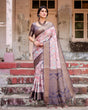 Load image into Gallery viewer, Graceful Lavender Banarasi Silk Saree with Regal Zari Weave and Tassel Detailing BANARASI PRINTED