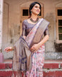 Load image into Gallery viewer, Graceful Lavender Banarasi Silk Saree with Regal Zari Weave and Tassel Detailing BANARASI PRINTED