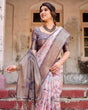 Load image into Gallery viewer, Graceful Lavender Banarasi Silk Saree with Regal Zari Weave and Tassel Detailing BANARASI PRINTED