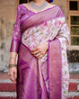 Load image into Gallery viewer, Graceful Lavender Banarasi Silk Saree with Floral Design and Zari Woven Border BANARASI PRINTED