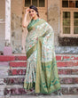 Load image into Gallery viewer, Timeless Green Banarasi Silk Saree with Zari Weaving and Tassels BANARASI PRINTED