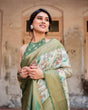 Load image into Gallery viewer, Timeless Green Banarasi Silk Saree with Zari Weaving and Tassels BANARASI PRINTED