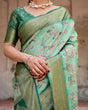 Load image into Gallery viewer, Graceful Green Banarasi Silk Saree with Intricate Floral and Elephant Weaves BANARASI PRINTED