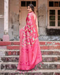 Load image into Gallery viewer, Regal Pink Banarasi Silk Saree with Zari Weave and Intricate Tassels BANARASI PRINTED