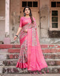 Load image into Gallery viewer, Elegant Pink Banarasi Silk Saree with Paisley Design, Zari Weaving, and Tassels BANARASI PRINTED