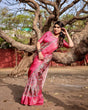 Load image into Gallery viewer, Elegant Pink Banarasi Silk Saree with Paisley Design, Zari Weaving, and Tassels BANARASI PRINTED