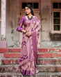 Load image into Gallery viewer, Exquisite Lavender Banarasi Silk Saree with Zari Weave and Tassels BANARASI PRINTED