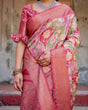 Load image into Gallery viewer, Graceful Peach and Pink Banarasi Silk Saree with Zari Weave and Tassels BANARASI PRINTED