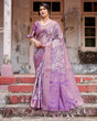 Load image into Gallery viewer, Lavender Banarasi Silk Saree with Intricate Zari Weaving, Tassel Accents, and Designer Floral Pallu BANARASI PRINTED
