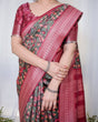 Load image into Gallery viewer, Elegant Banarasi Silk Saree in Deep Green with Floral Zari and Tassels BANARASI PRINTED