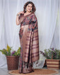 Load image into Gallery viewer, Chocolate Brown Banarasi Silk Saree with Tribal Digital Print, Zari Border &amp; Tassel Pallu BANARASI PRINTED