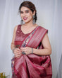 Load image into Gallery viewer, Luxurious Maroon Banarasi Silk Saree with Paisley Print and Tassels BANARASI PRINTED