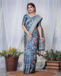 Load image into Gallery viewer, Enchanting Blue Banarasi Silk Saree with Multicolor Floral Weaves and Luxurious Zari Pallu with Tassels BANARASI PRINTED