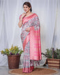 Load image into Gallery viewer, Ivory Banarasi Silk Saree with Vibrant Paisley Digital Print, Pink Zari Border &amp; Tassel Pallu BANARASI PRINTED