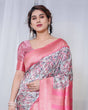 Load image into Gallery viewer, Ivory Banarasi Silk Saree with Vibrant Paisley Digital Print, Pink Zari Border &amp; Tassel Pallu BANARASI PRINTED