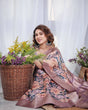 Load image into Gallery viewer, Lilac Banarasi Silk Saree with Pastel Floral Digital Print, Zari Border &amp; Tassel Pallu BANARASI PRINTED