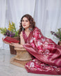 Load image into Gallery viewer, Graceful Maroon Floral Banarasi Silk Saree with Tassels BANARASI PRINTED