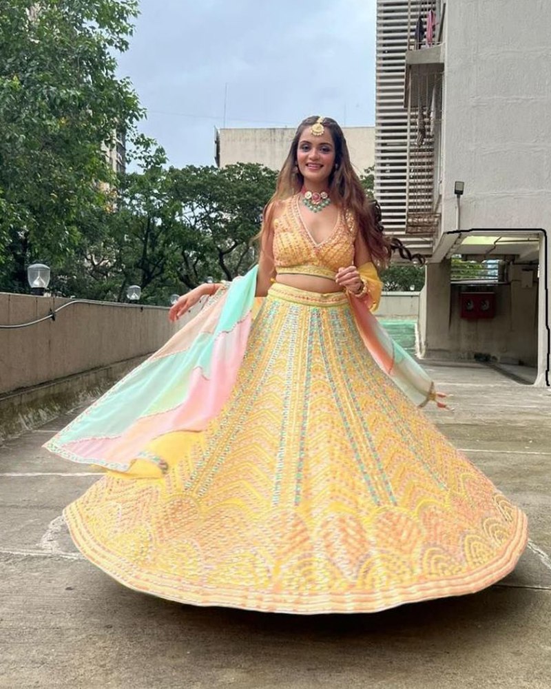 Dola Silk Lehenga Choli Set with Exquisite Sequined Embroidery ClothsVilla Main image