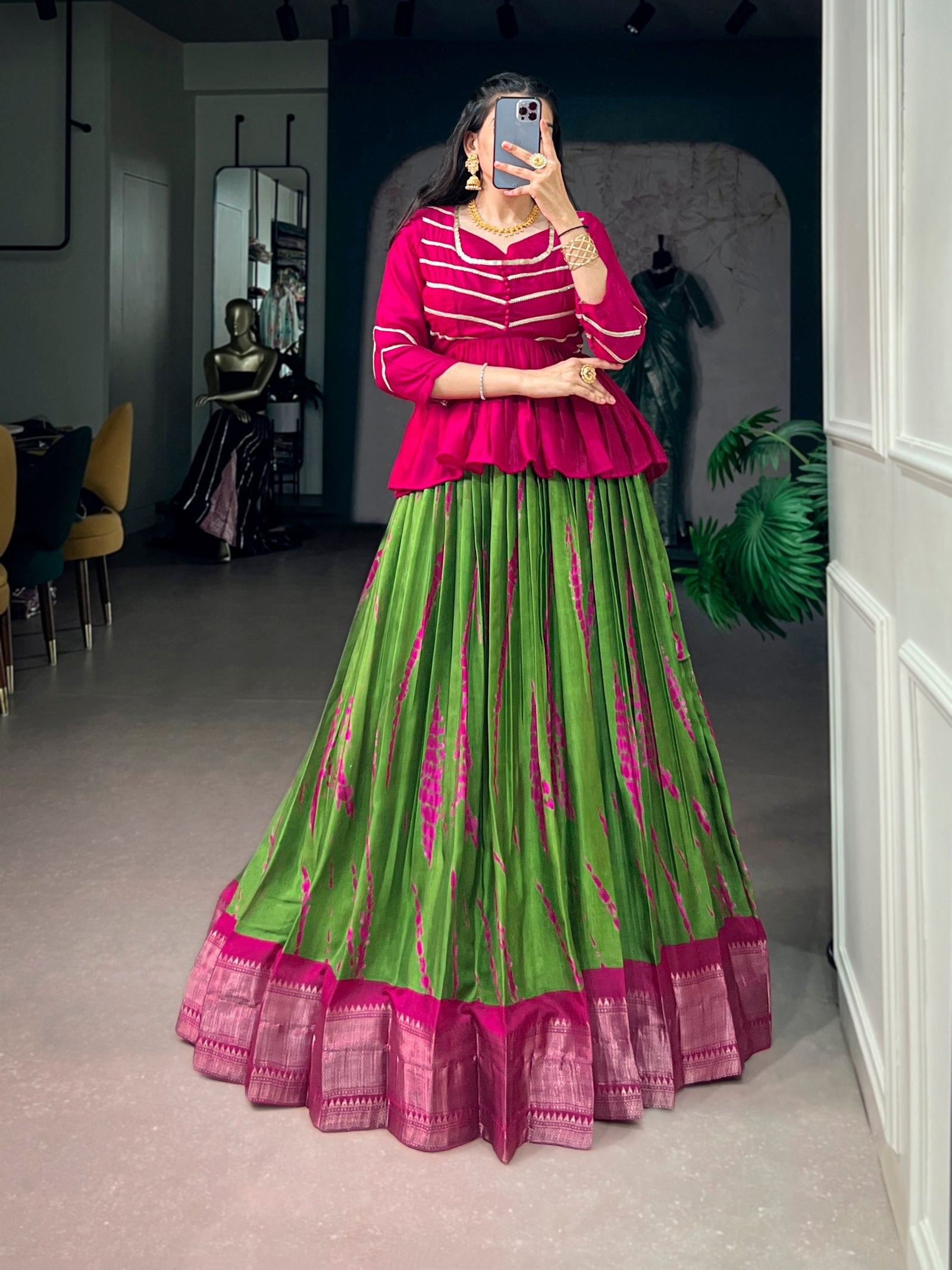 Dola Silk Shibori Print Lehenga Set ClothsVilla