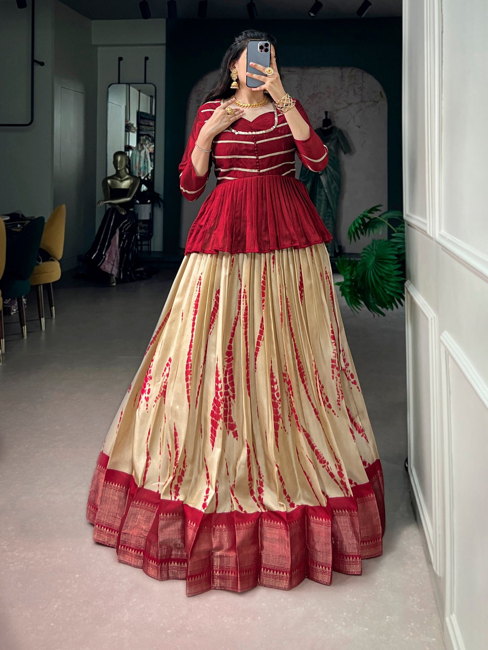 Dola Silk Shibori Print Lehenga Set ClothsVilla