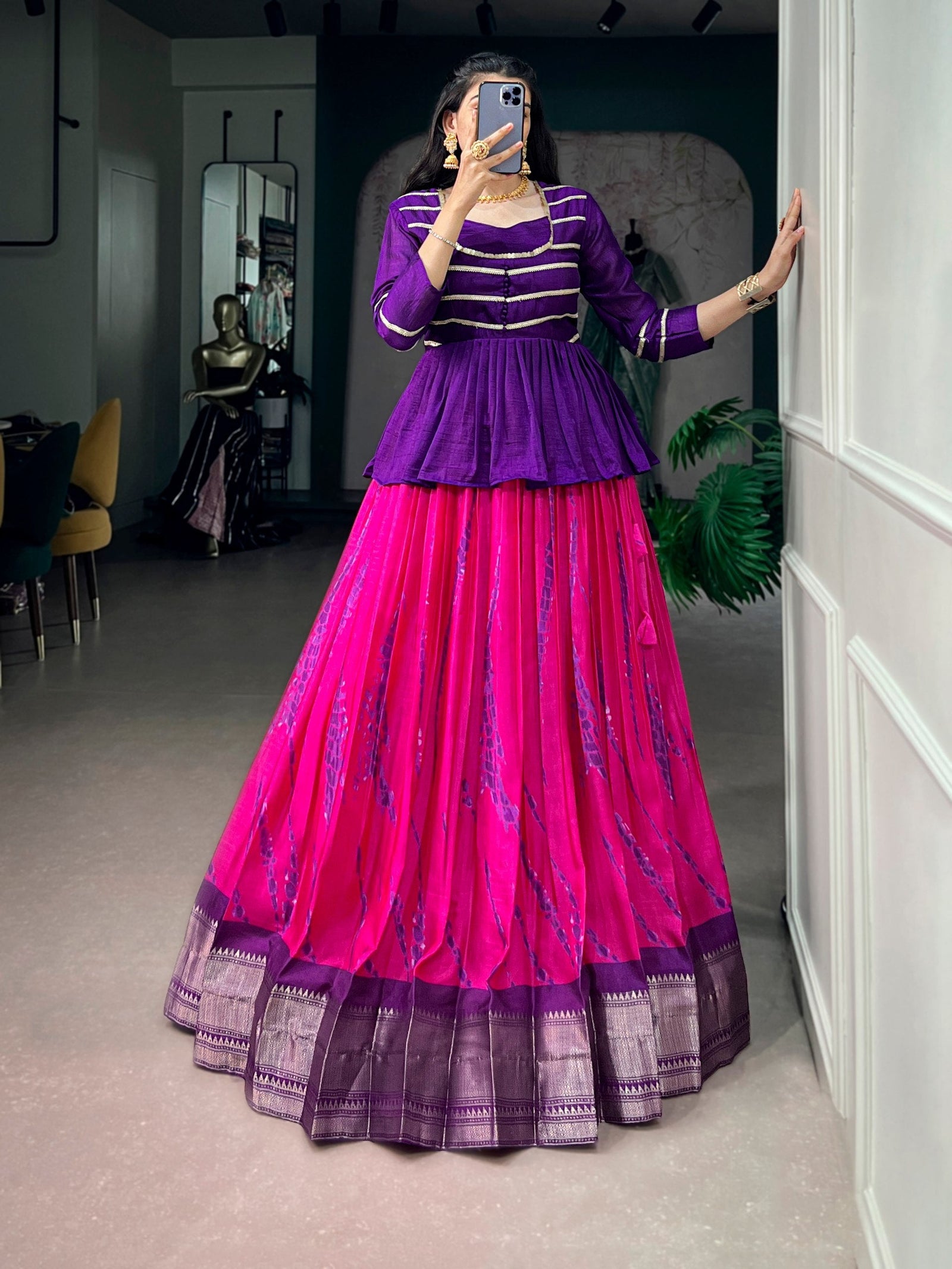 Dola Silk Shibori Print Lehenga Set ClothsVilla