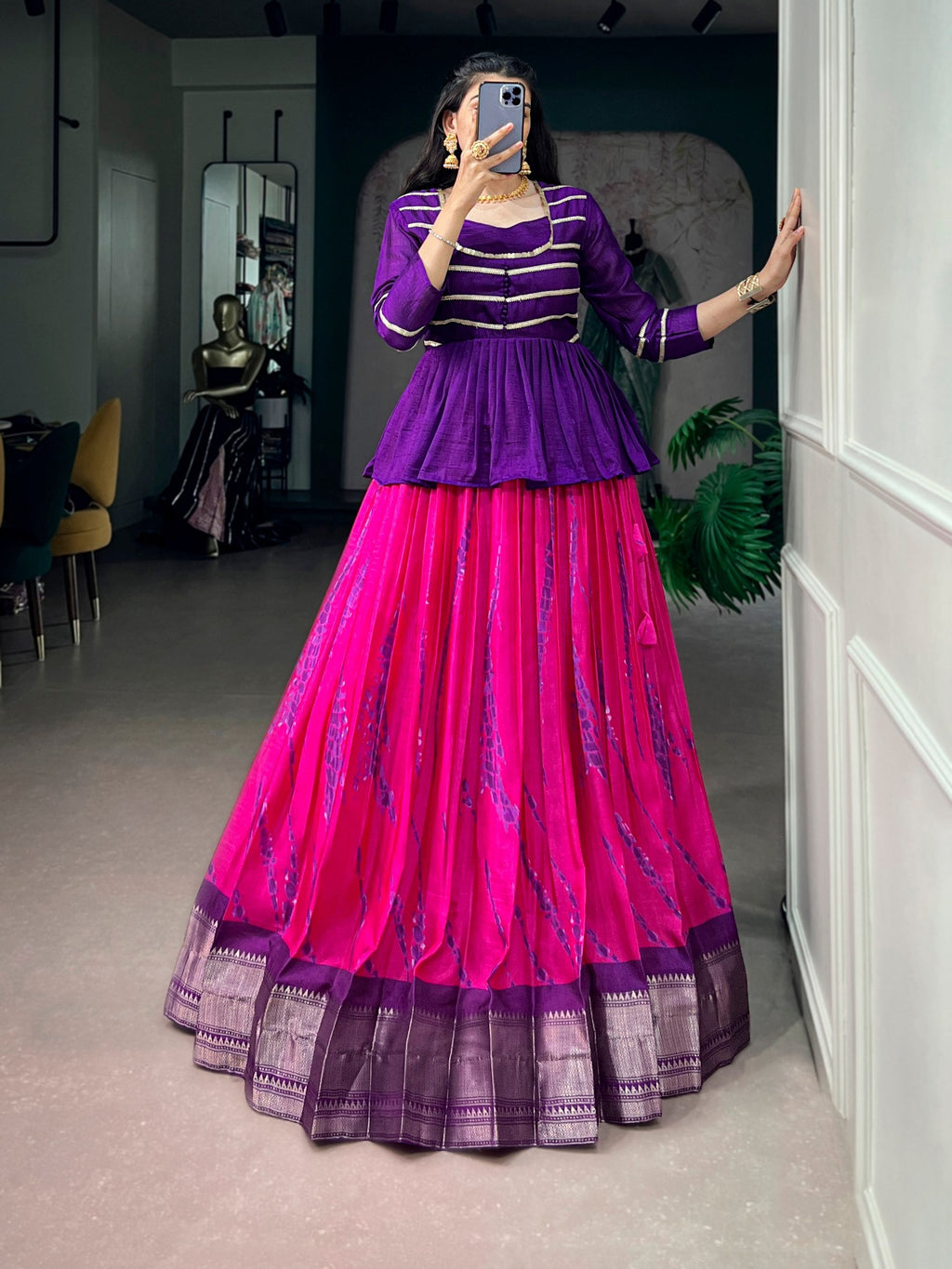 Dola Silk Shibori Print Lehenga Set ClothsVilla