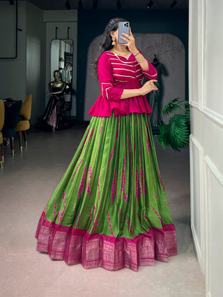 Dola Silk Shibori Print Lehenga Set ClothsVilla