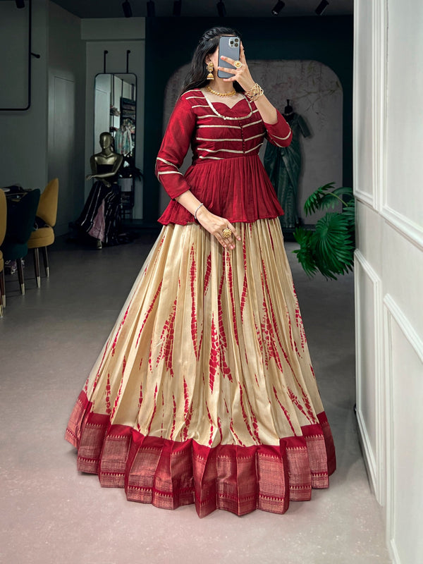 Dola Silk Shibori Print Lehenga Set ClothsVilla