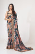 Load image into Gallery viewer, Dove Blue Organza Saree with Sequin Embroidery and Digital Print ClothsVilla
