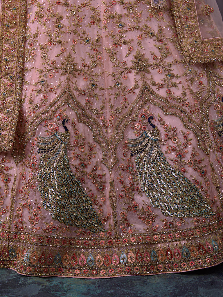 Dreamy Pink Lehenga Choli Set - Soft Net, Exquisite Embroidery ClothsVilla