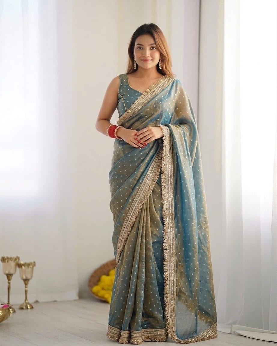 Dual Shade Elegant Silk Butti Saree ClothsVilla
