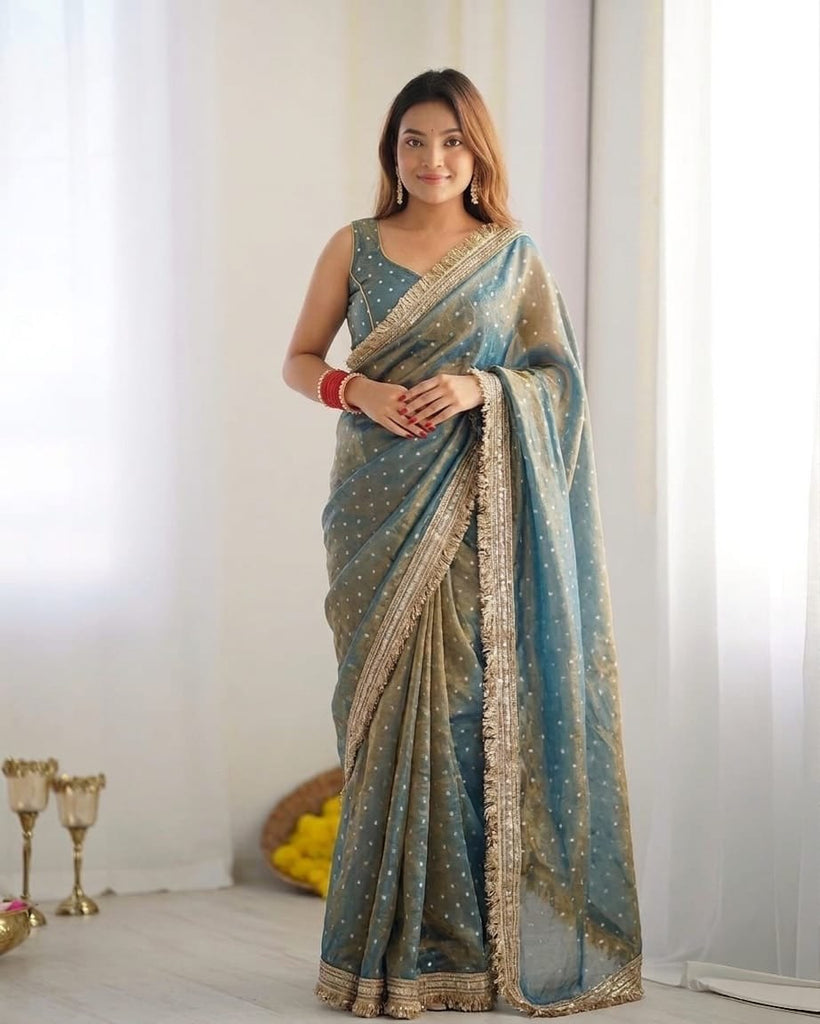 Dual Shade Elegant Silk Butti Saree ClothsVilla