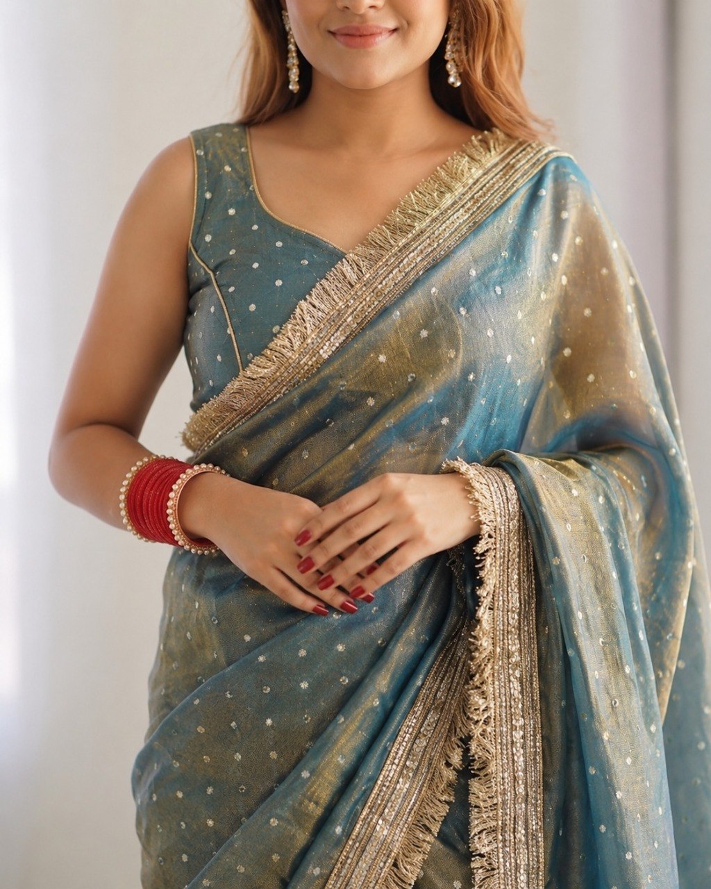 Dual Shade Elegant Silk Butti Saree ClothsVilla