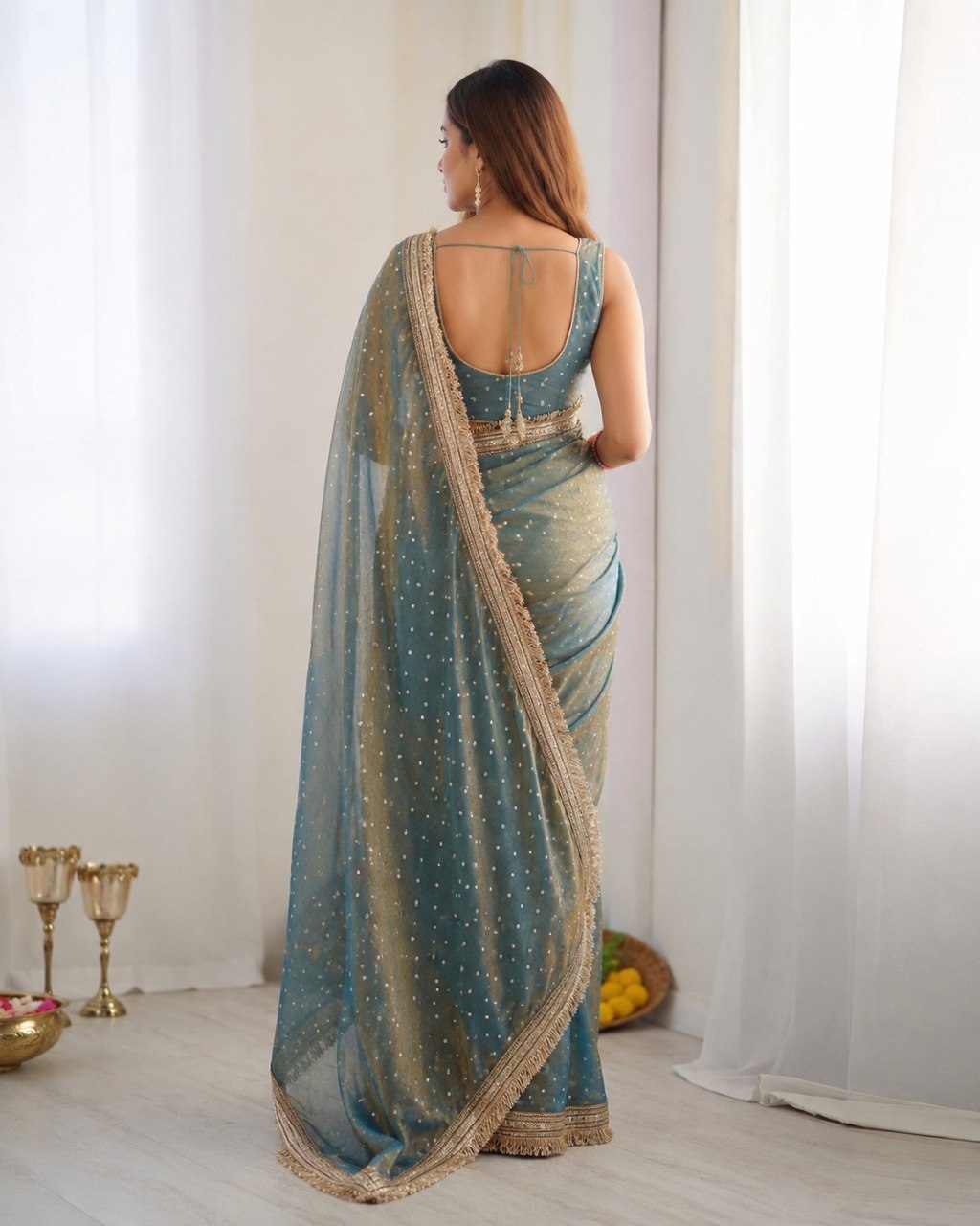 Dual Shade Elegant Silk Butti Saree ClothsVilla