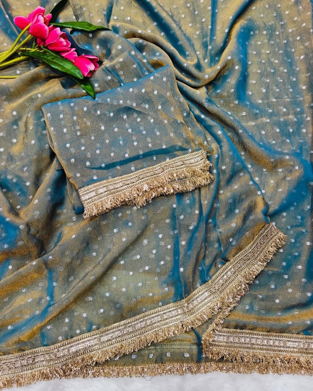Dual Shade Elegant Silk Butti Saree ClothsVilla