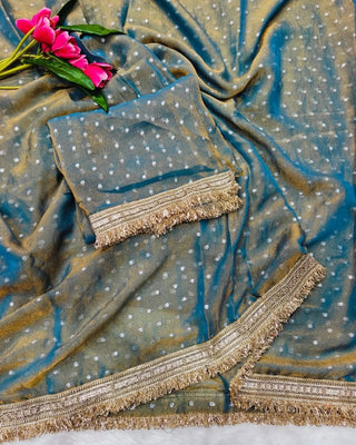 Dual Shade Elegant Silk Butti Saree ClothsVilla