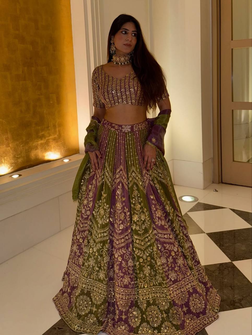 Dual-Shade Faux Georgette Thread & Sequin Work Lehenga Choli with Dupatta – Fully Stitched Lehenga with Can-Can ClothsVilla