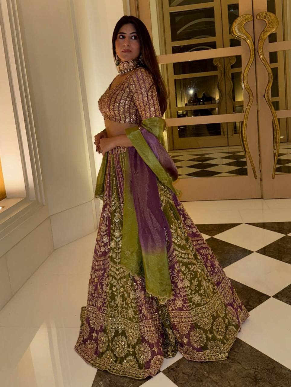 Dual-Shade Faux Georgette Thread & Sequin Work Lehenga Choli with Dupatta – Fully Stitched Lehenga with Can-Can ClothsVilla
