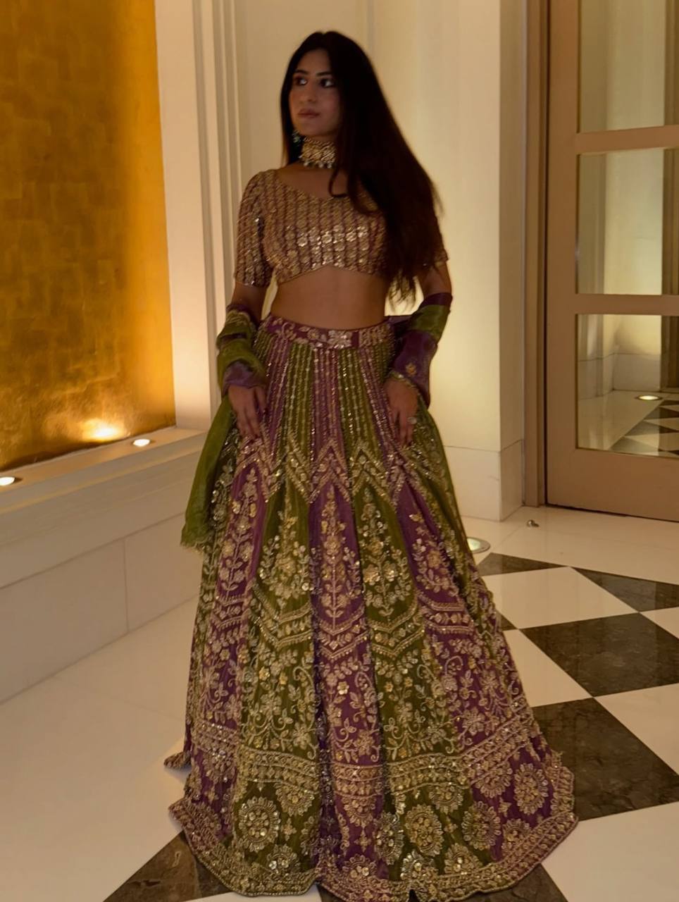 Dual-Shade Faux Georgette Thread & Sequin Work Lehenga Choli with Dupatta – Fully Stitched Lehenga with Can-Can ClothsVilla