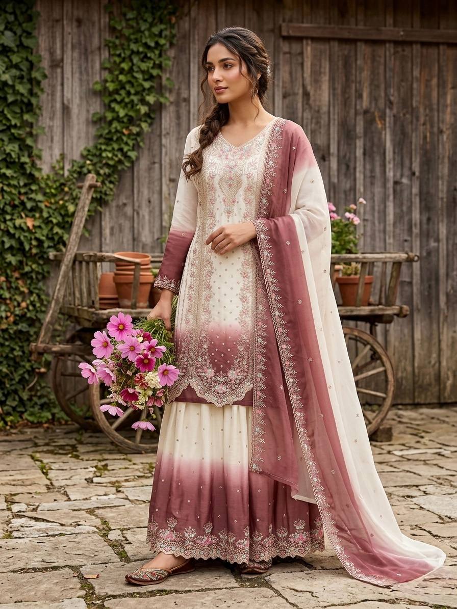 Dual Tone Designer Plazzo Set ClothsVilla