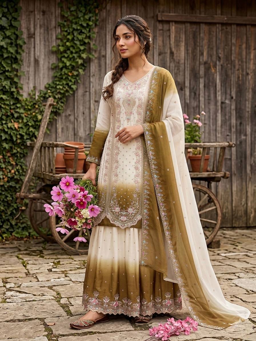 Dual Tone Designer Plazzo Set ClothsVilla