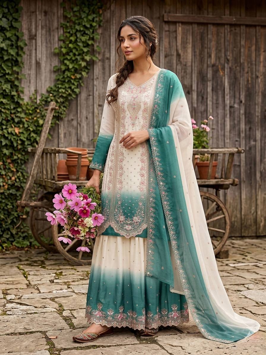 Dual Tone Designer Plazzo Set ClothsVilla