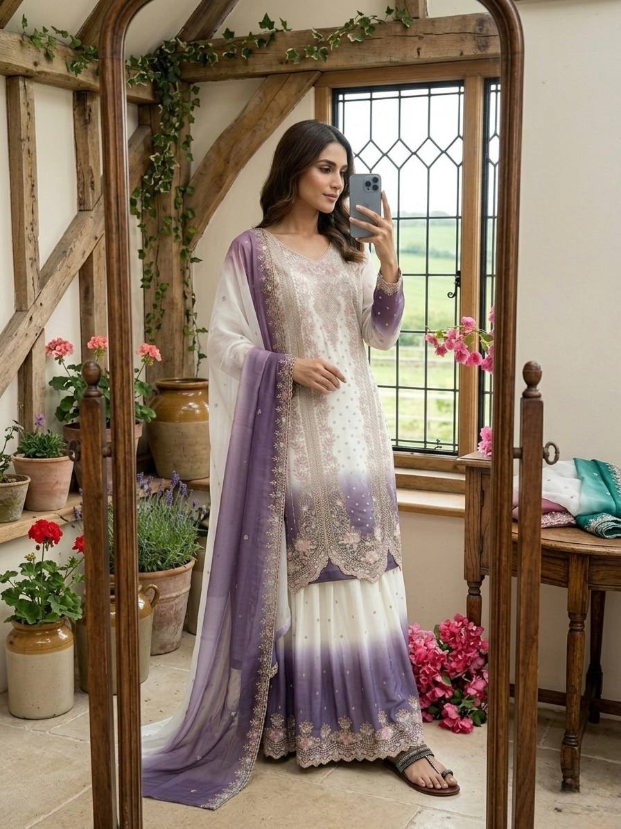 Dual Tone Designer Plazzo Set ClothsVilla