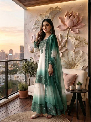 Dual Tone Embroidered Palazzo Suit ClothsVilla